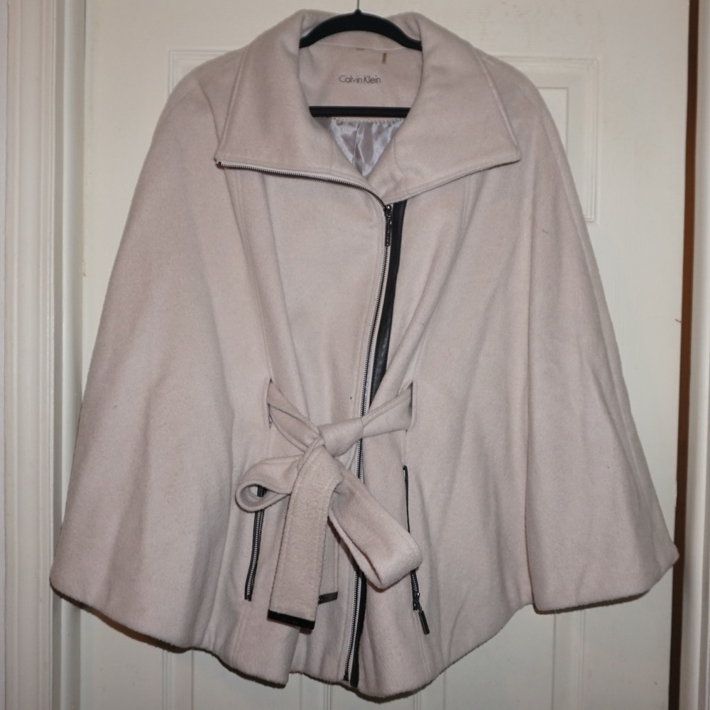 Calvin Klein white poncho jacket
